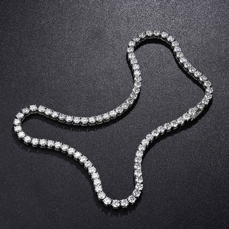 Rhodium Silver 3MM Cubic Zirconia Tennis Necklace