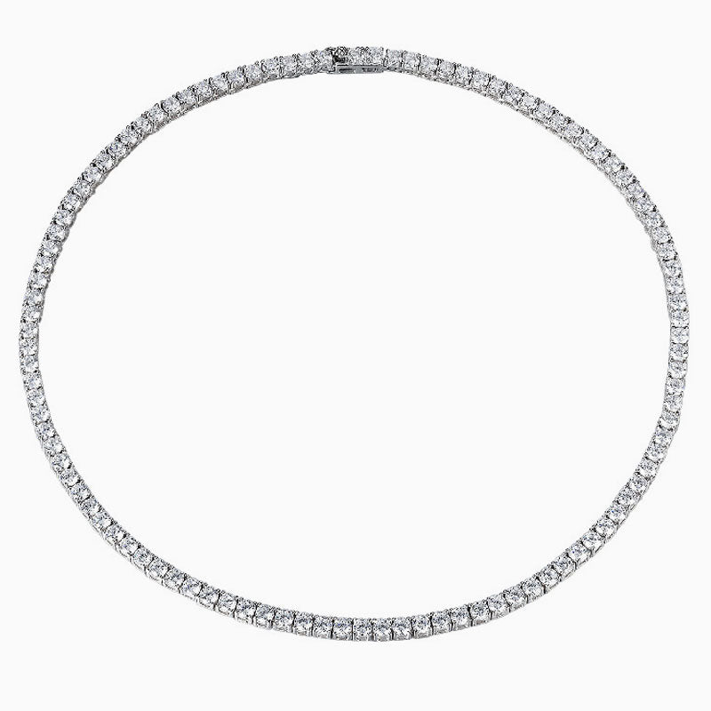 Rhodium Plated Sterling Silver 5MM CZ Tennis Necklace
