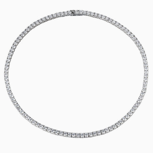 Rhodium Plated Sterling Silver 5MM CZ Tennis Necklace