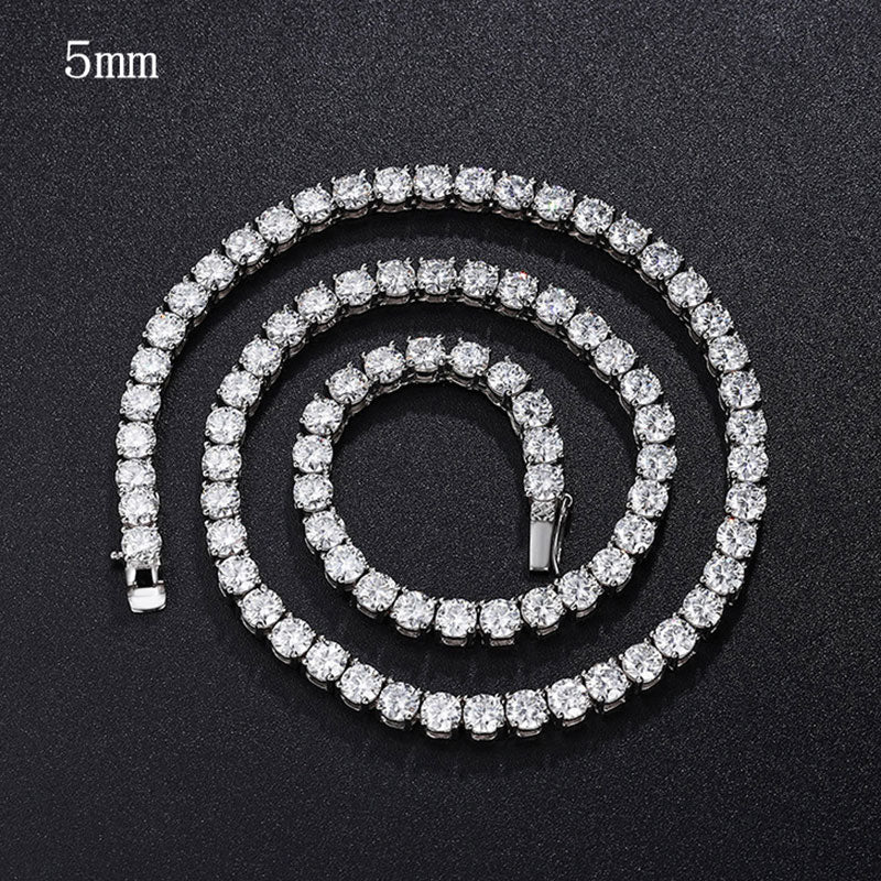 Rhodium Plated Sterling Silver 5MM CZ Tennis Necklace