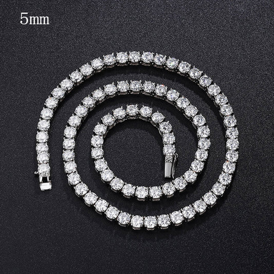 Rhodium Plated Sterling Silver 5MM CZ Tennis Necklace