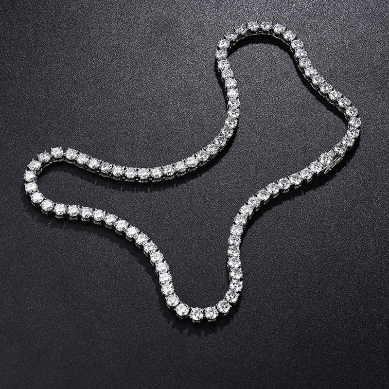 Rhodium Plated Sterling Silver 5MM CZ Tennis Necklace