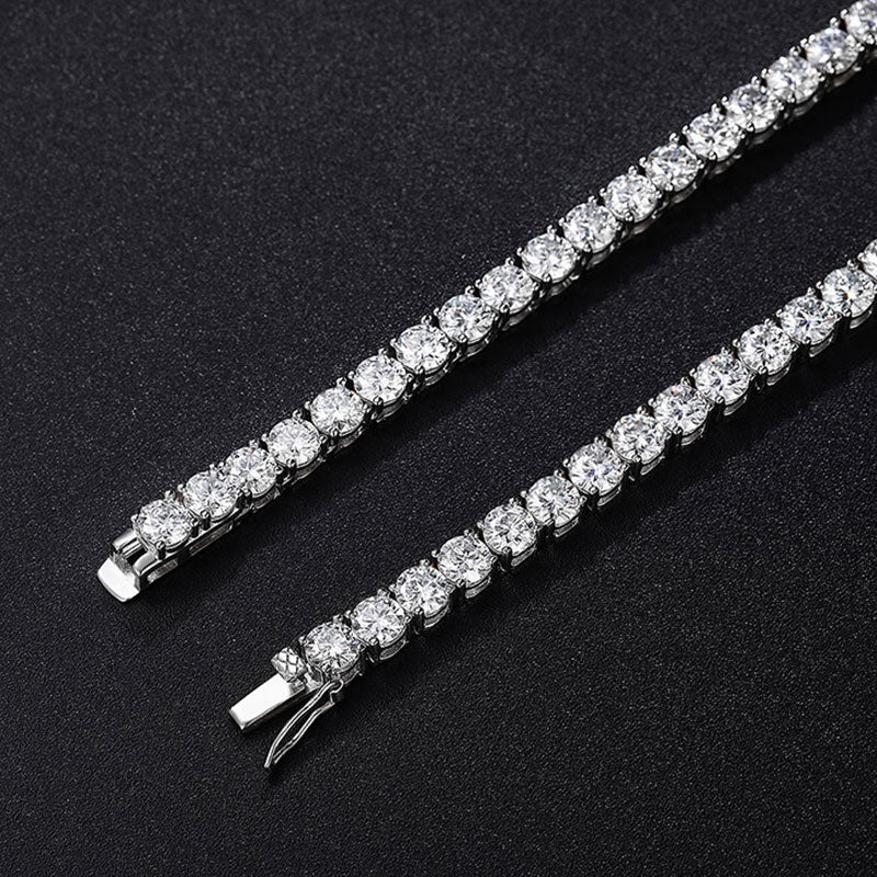 Rhodium Plated Sterling Silver 5MM CZ Tennis Necklace