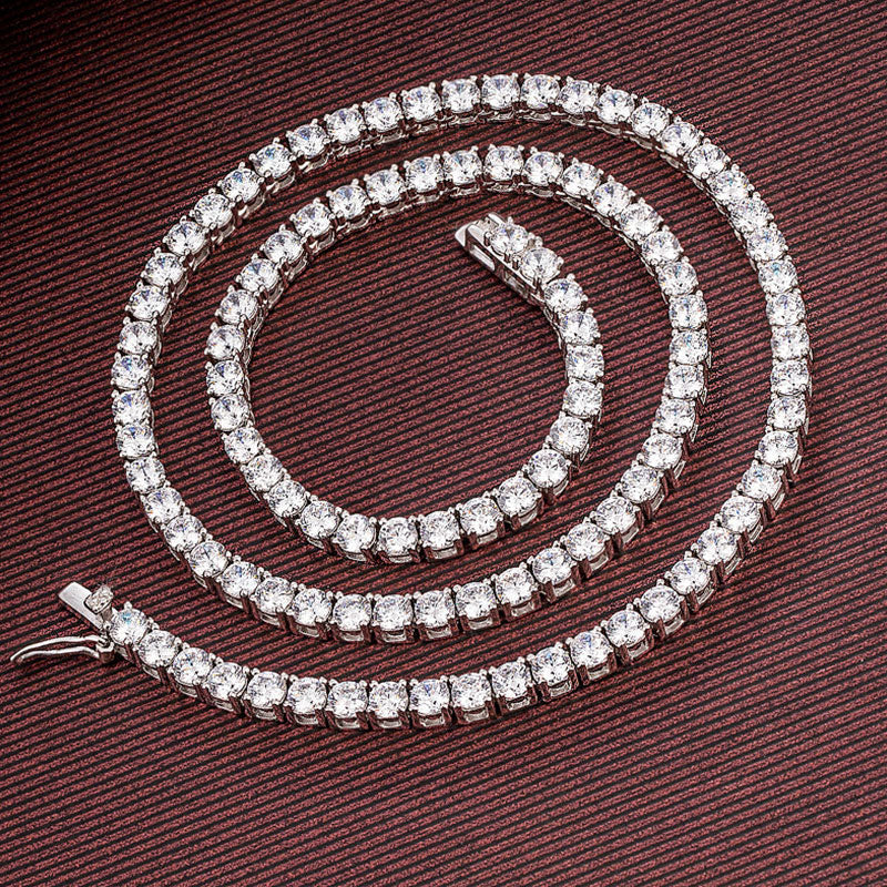 Rhodium Plated Sterling Silver 5MM CZ Tennis Necklace