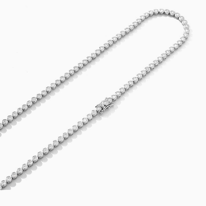 Rhodium Plated Sterling Silver 3MM Moissanite Tennis Necklace