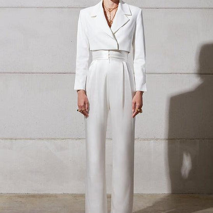 KittenAlarm - Rhonda Solid Blazer Top & Long Pants Set