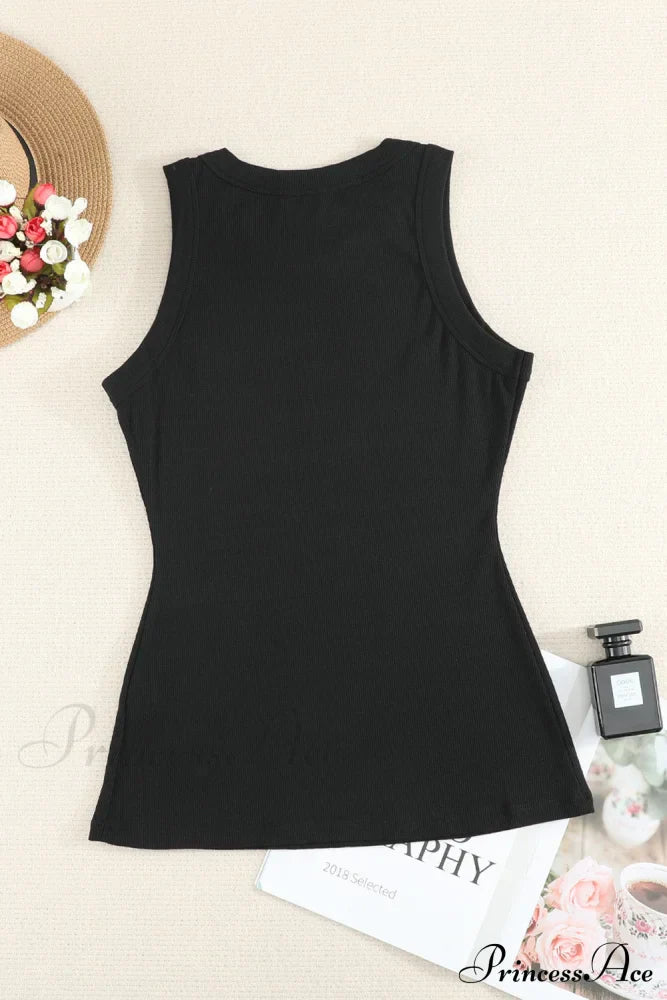 Ribbed Black Tank Top