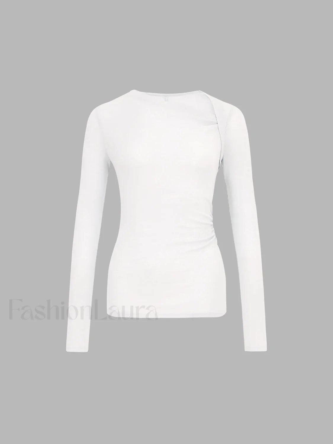 Ribbed Knit Long Trendy Sleeve Asymmetric Shirt
