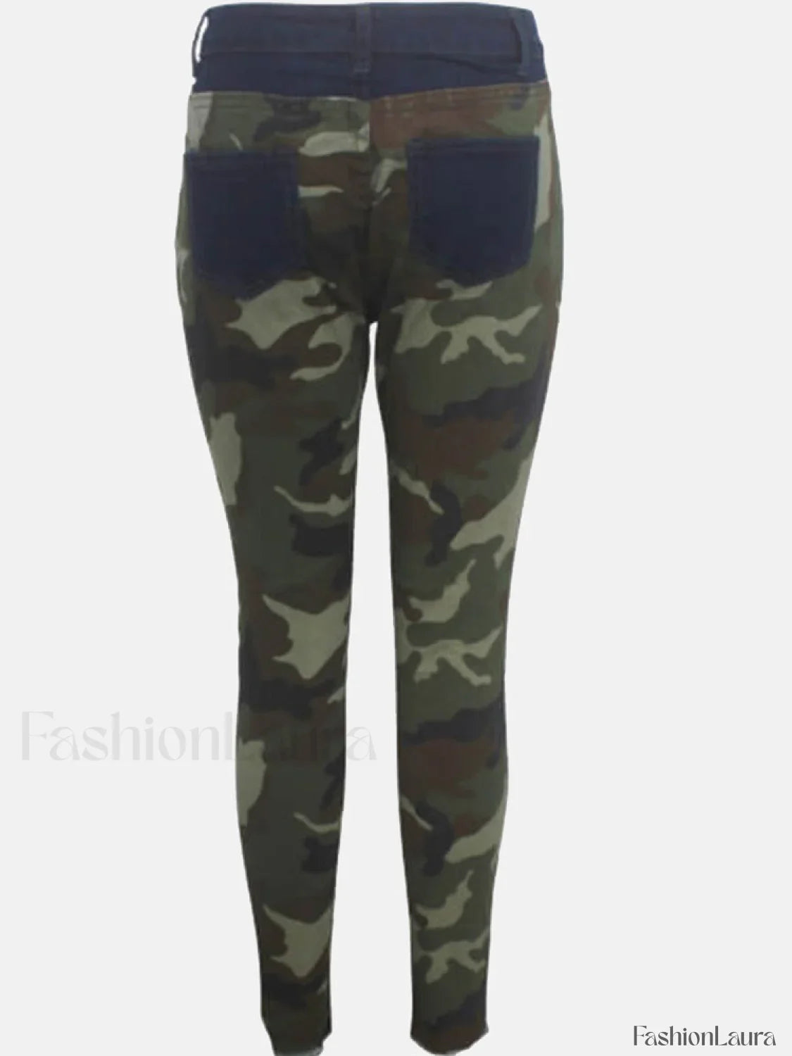 Ripped Camouflage Printed Jeans