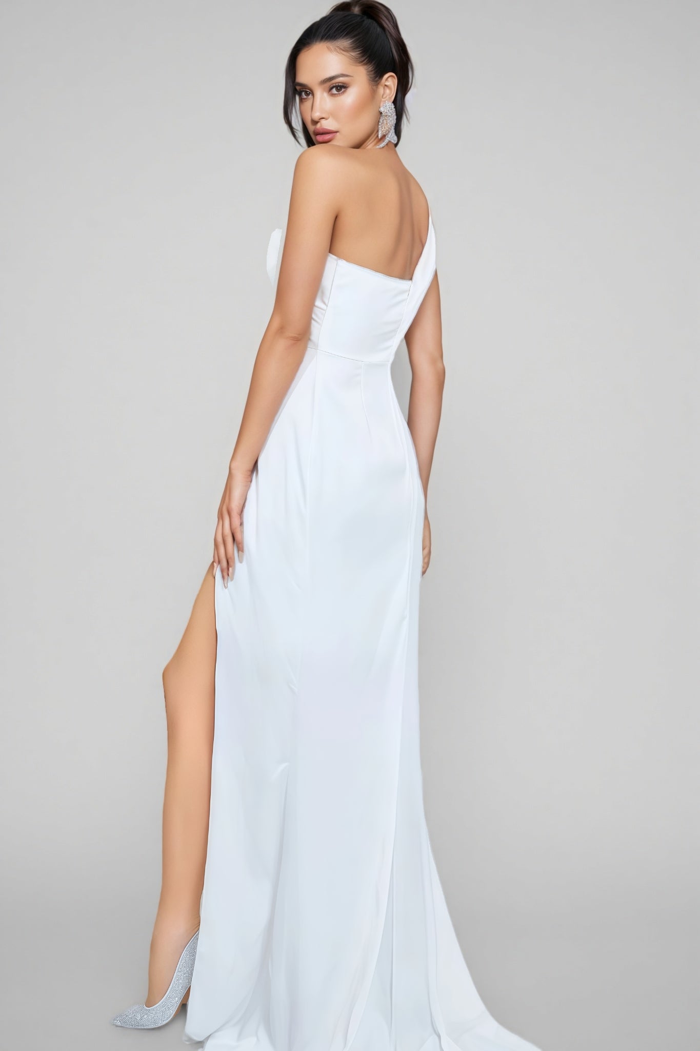 Calen White One Shoulder Split Maxi Dress