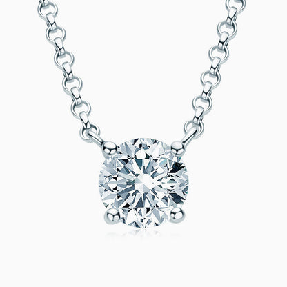 Rolo Chain Sterling Silver 1CT Moissanite Solitaire Pendant Necklace