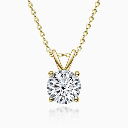 Rolo Chain Sterling Silver V Bail 1CT Moissanite Solitaire Pendant Necklace