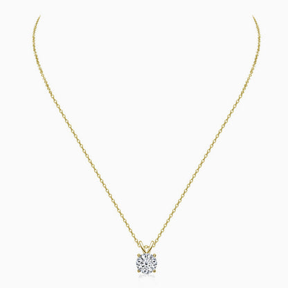Rolo Chain Sterling Silver V Bail 1CT Moissanite Solitaire Pendant Necklace