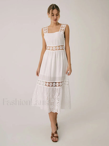 Romantic Lace Graceful Patchwork Midi Dress