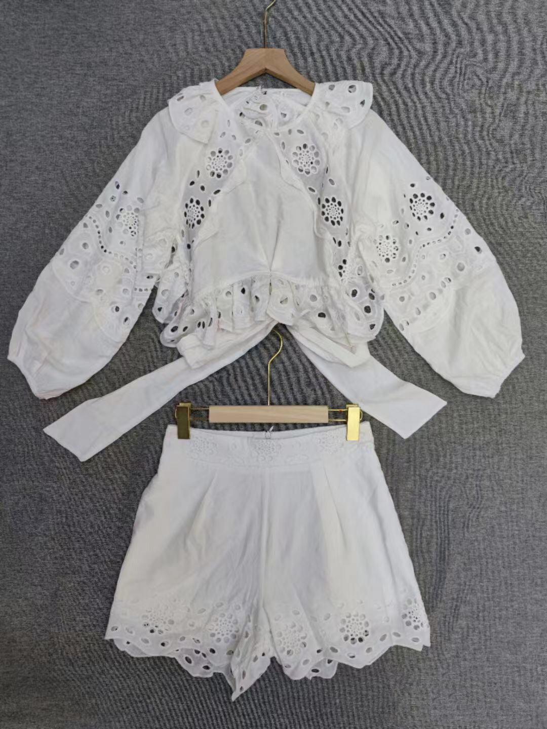 KittenAlarm - Roseanna Bishop Sleeve Crop Top & Mini Shorts Set