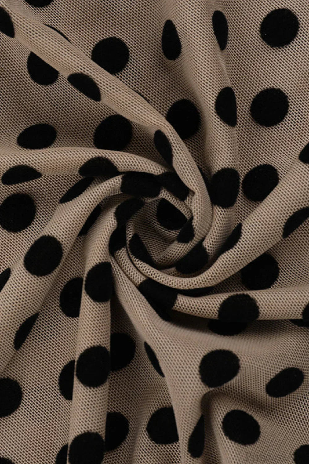 Round Neck Polka Dot Print Fitted Long Sleeve Tee