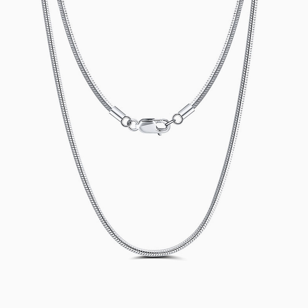 Rhodium Plated Sterling Silver 1MM Round Snake Chain Necklace