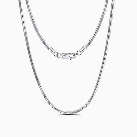 Rhodium Plated Sterling Silver 1MM Round Snake Chain Necklace