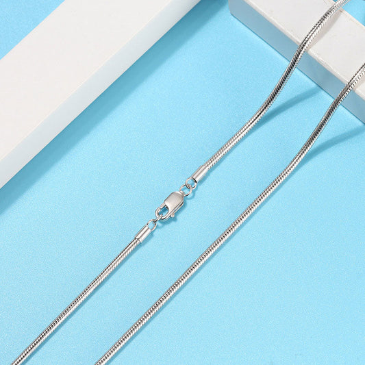 Rhodium Plated Sterling Silver 1MM Round Snake Chain Necklace