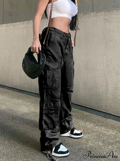 Ruched Big Pockets Cargo Jeans