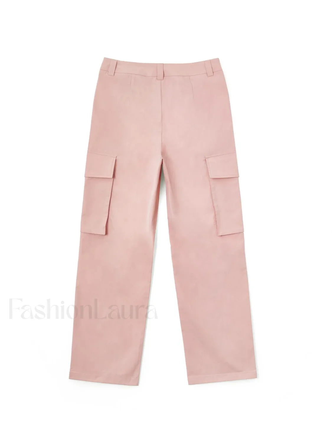 Ruched Pink Straight Leg Cargo Pants