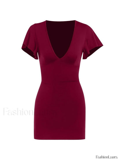 Ruffle Sleeve Bodycon Mini Dress