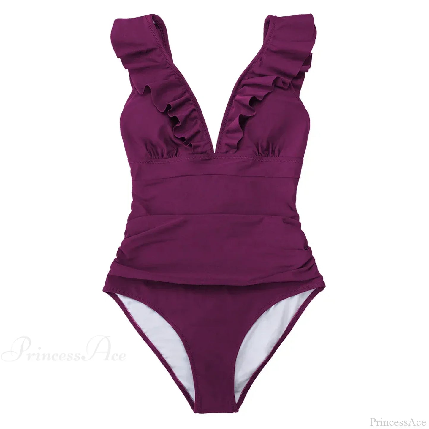 Ruffled V-neck Lace Up Monokini One Piece Set
