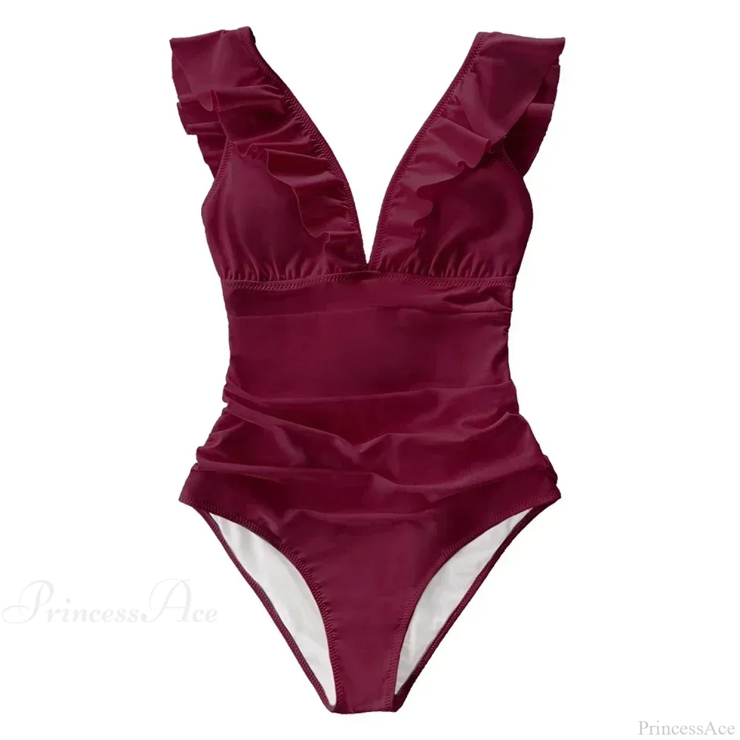 Ruffled V-neck Lace Up One Piece Set