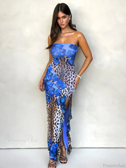 Ruffles Leopard Slim Bodycon Vacation Dress