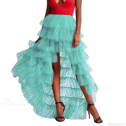 Ruffles Tulle Floor-Length Skirt
