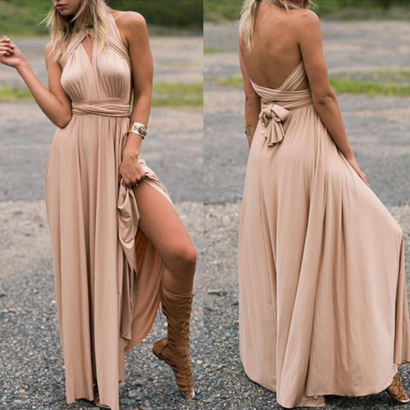 Convertible Multiway Infinity Halter Backless High Slit Maxi Dress
