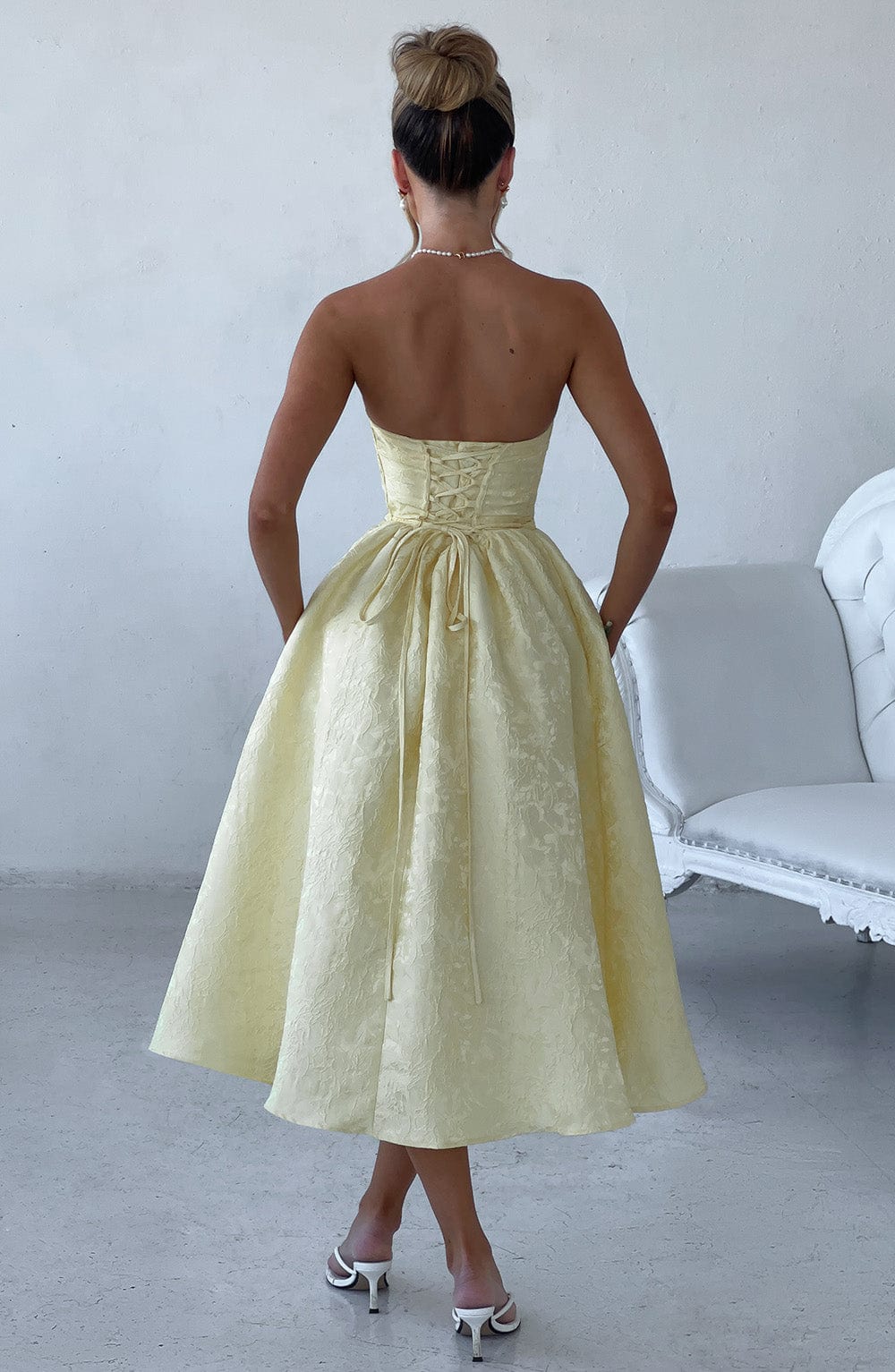 Celeste Strapless Brocade Midi Dress