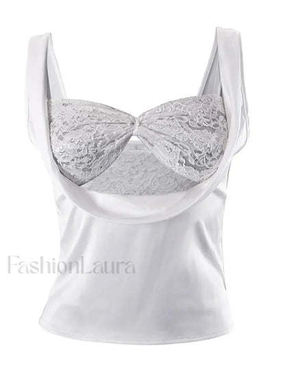 Satin Draped Lace Bralette Top