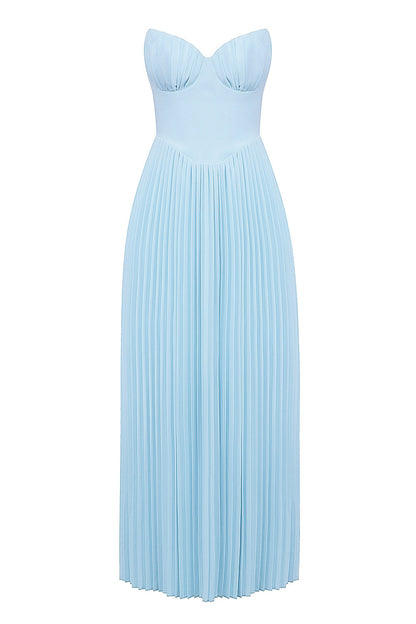 Aurora Pleated Maxi Dress | Corset Bodice | Strapless Silhouette