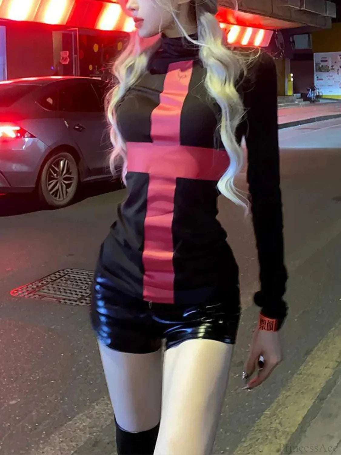 Scarlet Cross Turtleneck Knit Top