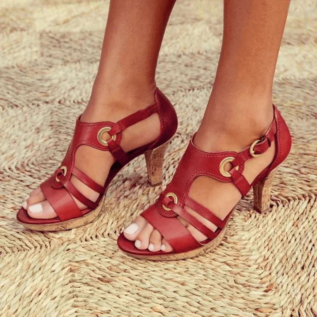 The Elowen — Strappy Heels with Gold Ring Detail