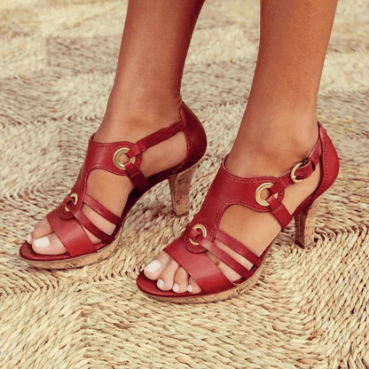 The Elowen — Strappy Heels with Gold Ring Detail