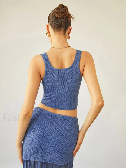 Sea Breeze Graceful Crop Knit Top