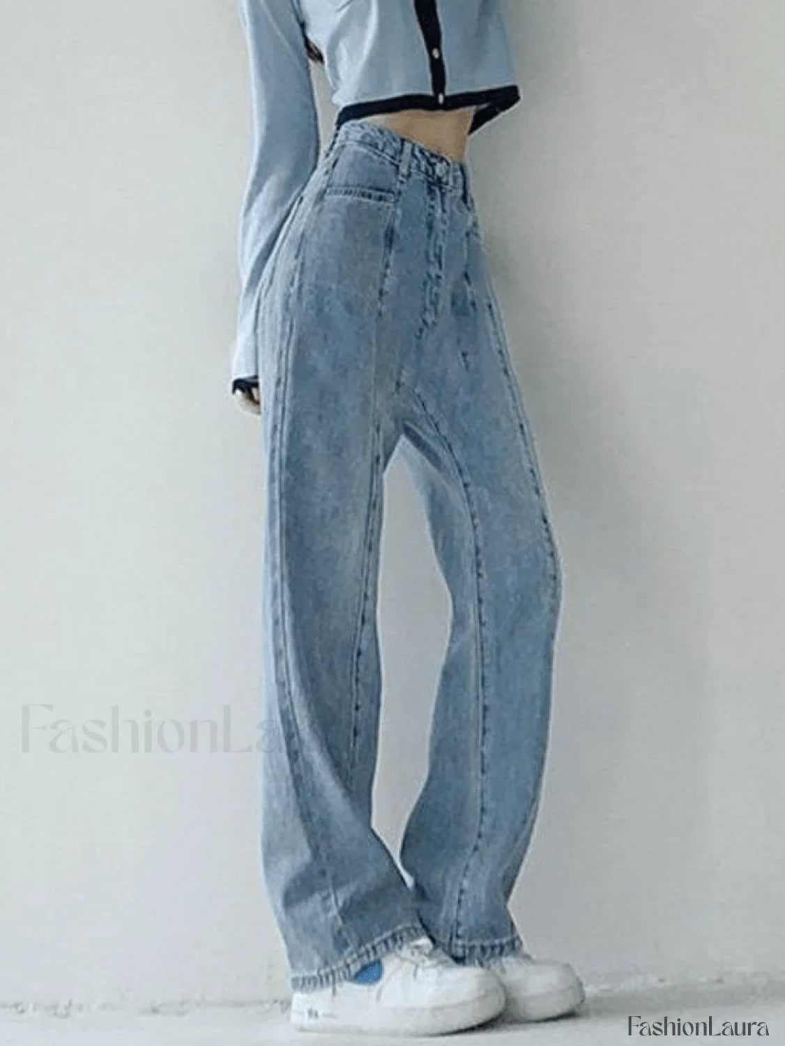 Seam Detail Washed Boyfriend Jeans