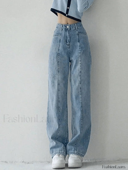 Seam Detail Washed Boyfriend Jeans