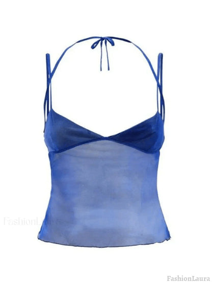 Semi Sheer Mesh Crop Cami Top