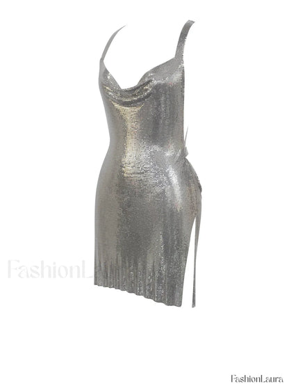 Serenity Silver Stylish Copper Mesh Dress