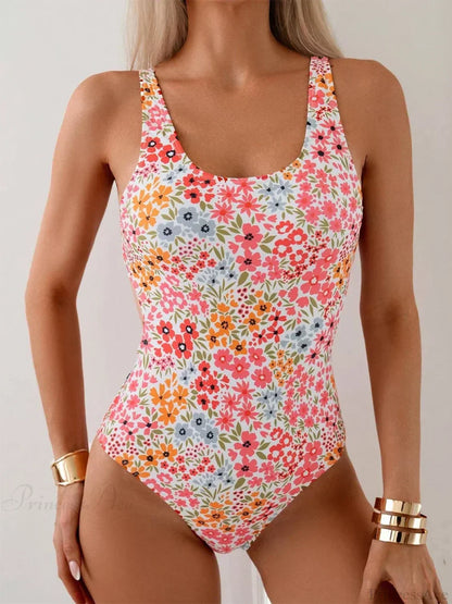 Sexy Floral Square Neck One Piece Set