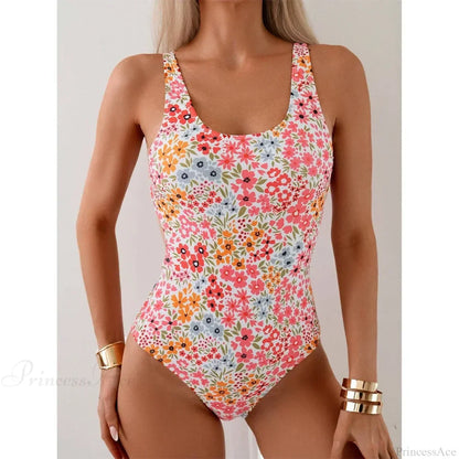 Sexy Floral Square Neck One Piece Set