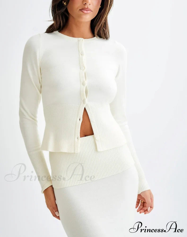 Sexy Plain Knitted Sweater Suit
