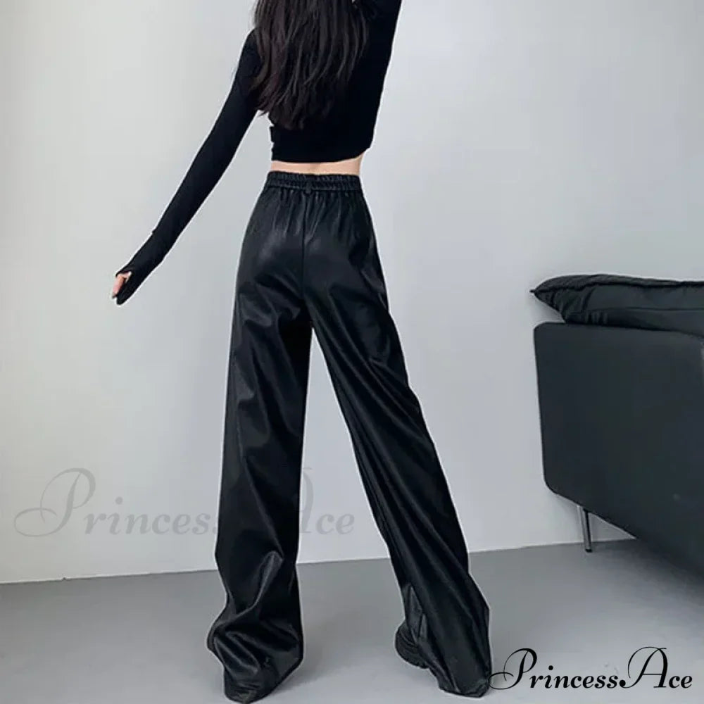 Sexy Slim Fit PU Leather Casual Elastic High Waisted Leggings Pants