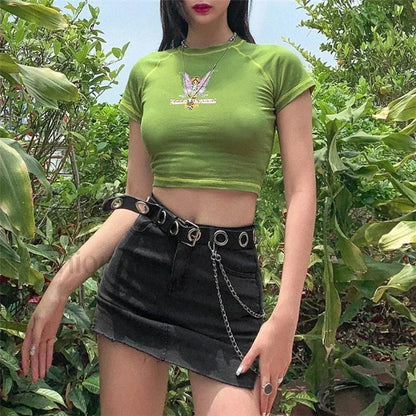 Sexy V-neck Polo Neck Short Sleeve Tee