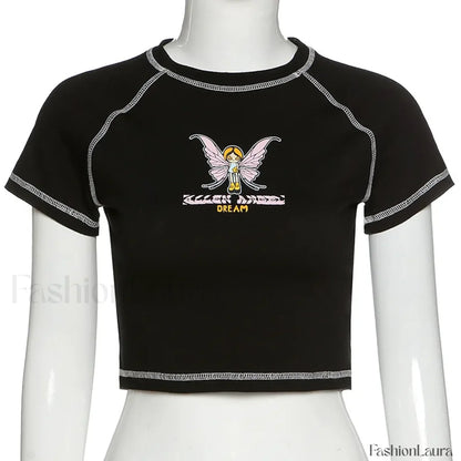 Sexy V-neck Polo Neck Short Sleeve Tee