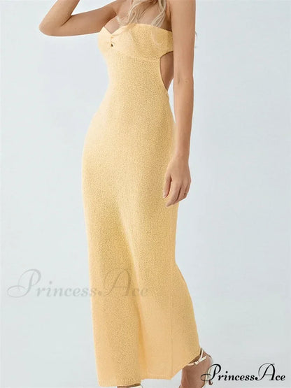 Sexy Women Knitted Tube Strapless Off Shoulder Solid Summer Tie-up Backless Beach Female Vestidos