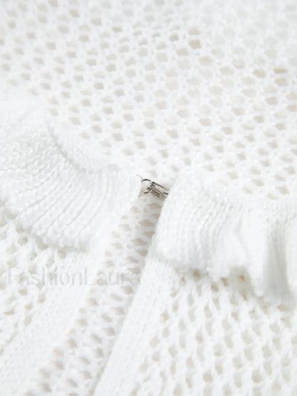 Sheer Crochet Eyelet Fly Away Cardigan